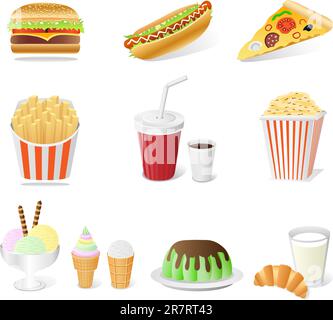 fast food set isolated on the white background Stock Vector