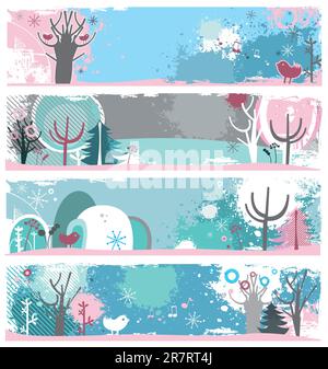 Winter grunge banners, with copyspace Stock Vector