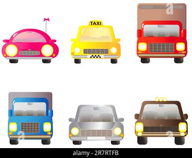 set colorful transport objects - car, jeep and lorry Stock Vector