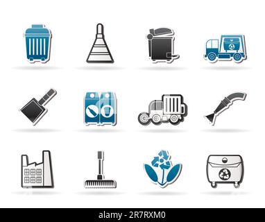 Cleaning Industry and environment Icons - vector icon set Stock Vector