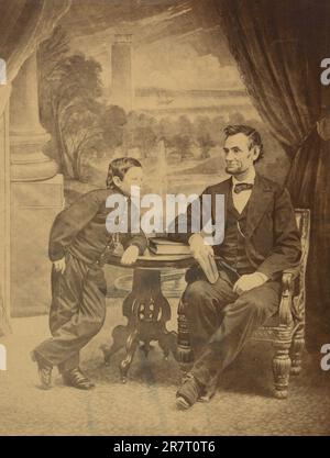 Abraham and Tad Lincoln 1865 Stock Photo