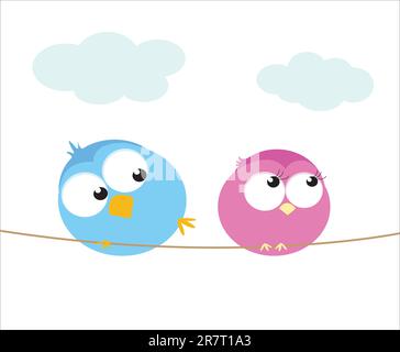 Birds on wire. Vector image. White background Stock Vector Image & Art ...