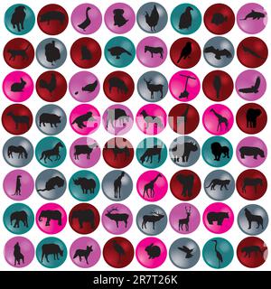 Vector illustration of animal silhouettes Stock Vector