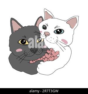 Cat love cute smile hug lover logo icon illustration on