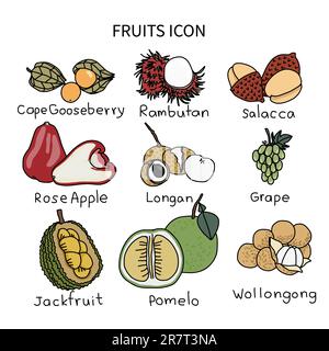 Fruits icon vector illustration set 5 Stock Vector