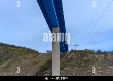 A 61 motorway bridge in the vineyards on the Moselle, Koblenz, Rhineland-Palatinate, Germany Stock Photo