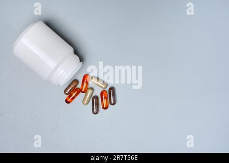 Capsules with food supplements, malnutrition, food photography Stock Photo