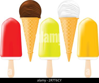 Ice Cream and Popsicle on a stick Stock Vector