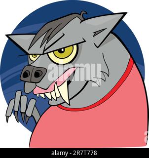 cartoon illustration of funny werewolf Stock Vector