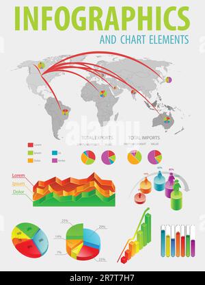 Infographic set with colorful charts. Vector illustration Stock Vector