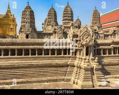 A scale model of the temple complex of Angkor Wat in the Wat Phra Kaew, commonly known in English as the Temple of the Emerald Buddha in Bangkok Stock Photo