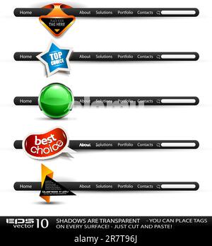 Set of modern high tech style search banners and web headers with various label tags for your text. Shadows are all transparents so you can place i... Stock Vector