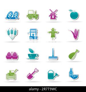 Agriculture and farming icons - vector icon set Stock Vector