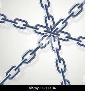 Realistic gray chain on the white background. Illustration for designer Stock Vector