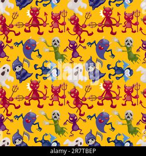 cartoon halloween ghost seamless pattern Stock Vector