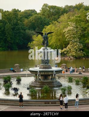 View of Bethesda Fountain at Central Park, Manhattan, New York City Stock Photo