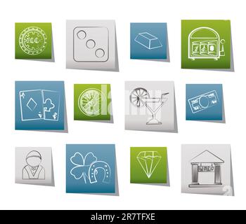 casino and gambling icons - vector icon set Stock Vector