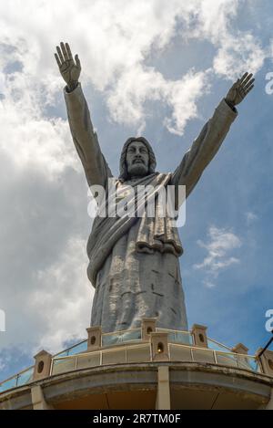 Jesus Christ Statue in Makale on Sulawesi. The statue of Jesus is said to be the highest in the world, as it is located on a hill that is 1, 100 Stock Photo