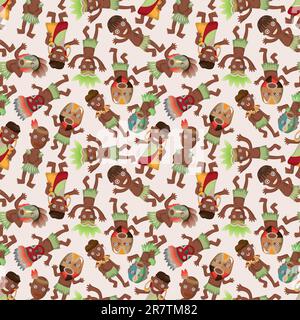cartoon Africa Indigenous seamless pattern Stock Vector