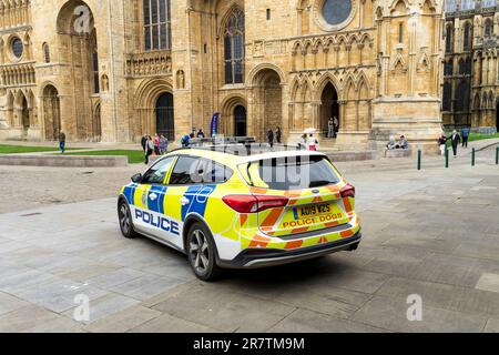 Lincolnshire Police dogs car, Minster Yard,  Lincoln City, Lincolnshire, England, UK Stock Photo