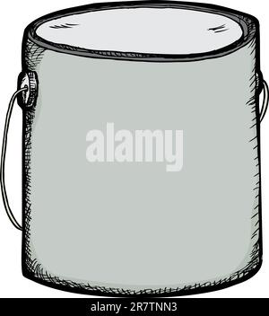 Hand-drawn large generic paint can with blank label Stock Vector