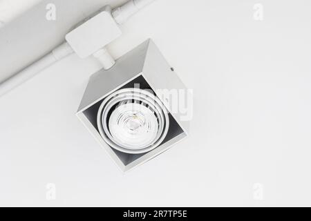 Ceiling down light LED box modern desing lamp decorated in office building Stock Photo