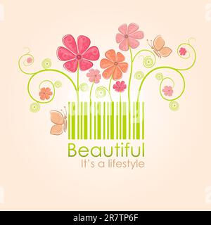 Composition of beautiful nature style. Vector Illustration. Stock Vector