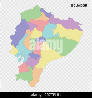 Isolated colored map of Ecuador with borders of the regions Stock Vector