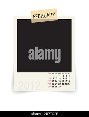 calendar with blank photoframe - vector illustration Stock Vector