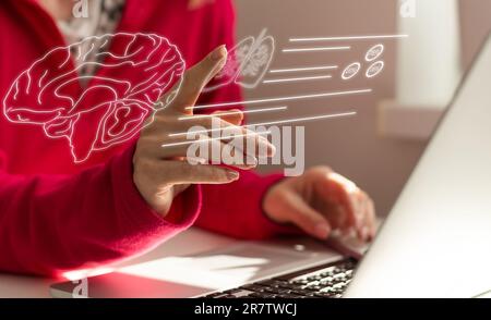 Human resources manager choosing professional profile to hire on virtual screen interface, recruitment concept. Businessman hand pointing icon Stock Photo