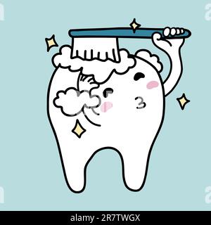 Teeth brushing cartoon vector illustration Stock Vector
