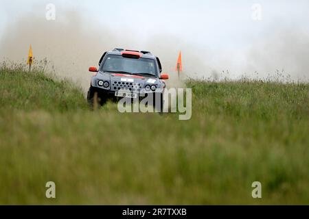 Galashiels, UK. 17th June, 2023. Aaron Cluckie/Craig Malone Milner R5 Competitors tackle a closed stage on Glendearg near to Galashiels, in the Scottish Borders. With an entry of 31 vehicles, the event will traverse similar stages again on Sunday 18th June, as well as a demonstration display at Thirlestane Castle, Lauder, part of the Motoring Extravaganza event taking place within the grounds. This was day one of the Scottish Summer Hill Rally, annual event, ( Credit: Rob Gray/Alamy Live News Stock Photo