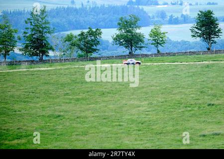 Galashiels, UK. 17th June, 2023. Competitors tackle a closed stage on Glendearg near to Galashiels, in the Scottish Borders. With an entry of 31 vehicles, the event will traverse similar stages again on Sunday 18th June, as well as a demonstration display at Thirlestane Castle, Lauder, part of the Motoring Extravaganza event taking place within the grounds. This was day one of the Scottish Summer Hill Rally, annual event, ( Credit: Rob Gray/Alamy Live News Stock Photo