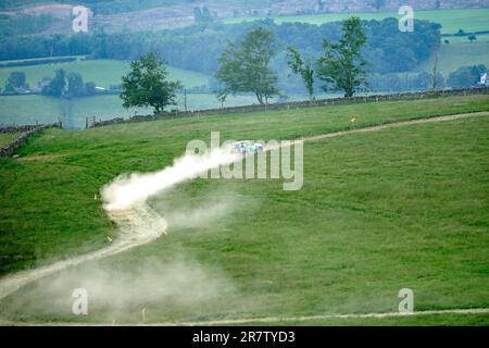 Galashiels, UK. 17th June, 2023. Competitors tackle a closed stage on Glendearg near to Galashiels, in the Scottish Borders. With an entry of 31 vehicles, the event will traverse similar stages again on Sunday 18th June, as well as a demonstration display at Thirlestane Castle, Lauder, part of the Motoring Extravaganza event taking place within the grounds. This was day one of the Scottish Summer Hill Rally, annual event, ( Credit: Rob Gray/Alamy Live News Stock Photo