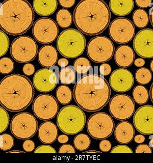 wood seamless pattern against black background, abstract texture; vector art illustration Stock Vector