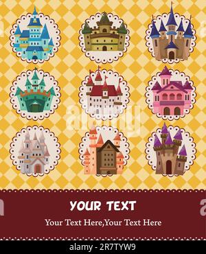 cartoon castle card Stock Vector