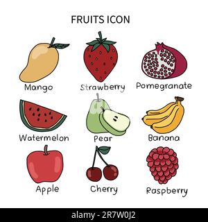 Fruits icon vector illustration set 1 Stock Vector