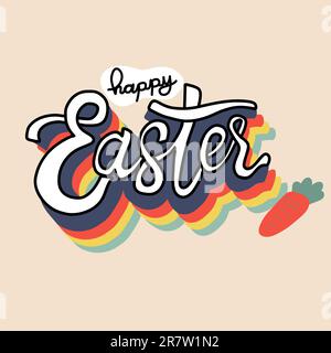 Happy Easter word retro style vector illustration Stock Vector