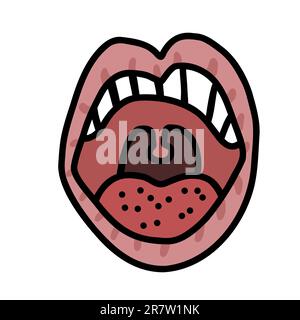 Mouth open to show tooth cartoon vector illustration Stock Vector