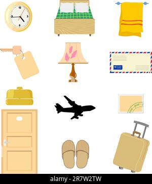 Big set of the different hotel's objects Stock Vector