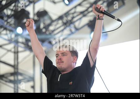 Knocked Loose vocalist Bryan Garris performs during Day 2 of the 2023 ...