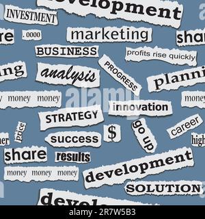 Seamless business paper torn piece background. Vector word opportunity career illustration. Stock Vector
