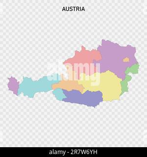 Isolated colored map of Austria with borders of the regions Stock Vector