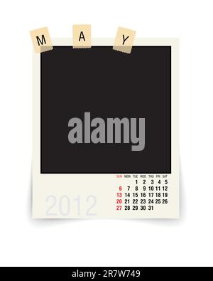 calendar with blank photoframe - vector illustration Stock Vector