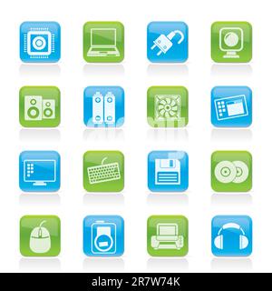 Computer Items and Accessories icons - vector icon set Stock Vector