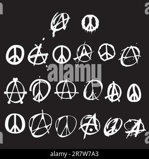 anarchy and peace logo and symbols Stock Vector