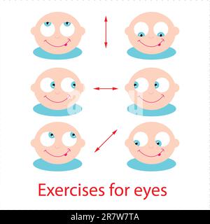 Set of exercises for the eyes. Good eyesight! Stock Vector