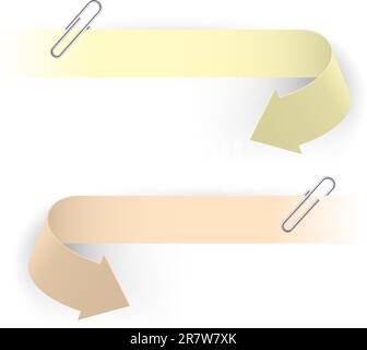 Arrows Paperclip Realistic metal silver paper clips set isolated and attached on white ...