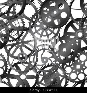 Seamless texture - many metal watch gears - eps8 vector Stock Vector