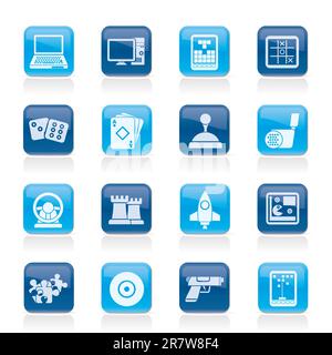 Computer Games tools and Icons - vector icon set Stock Vector